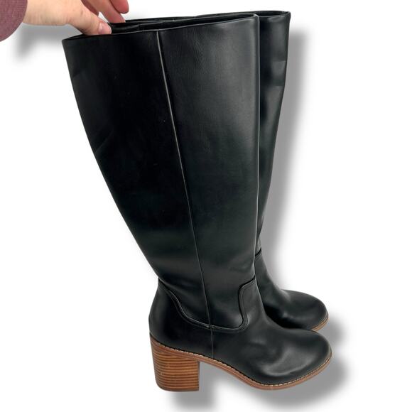 NEW Dolce Vita Ullah Tall Black Boots Size 9 Faux Leather Block Heel Round Toe - Picture 7 of 10